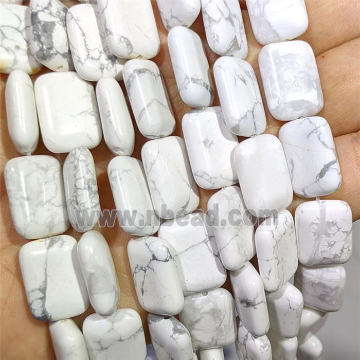 White Howlite Turquoise Rectangle Beads