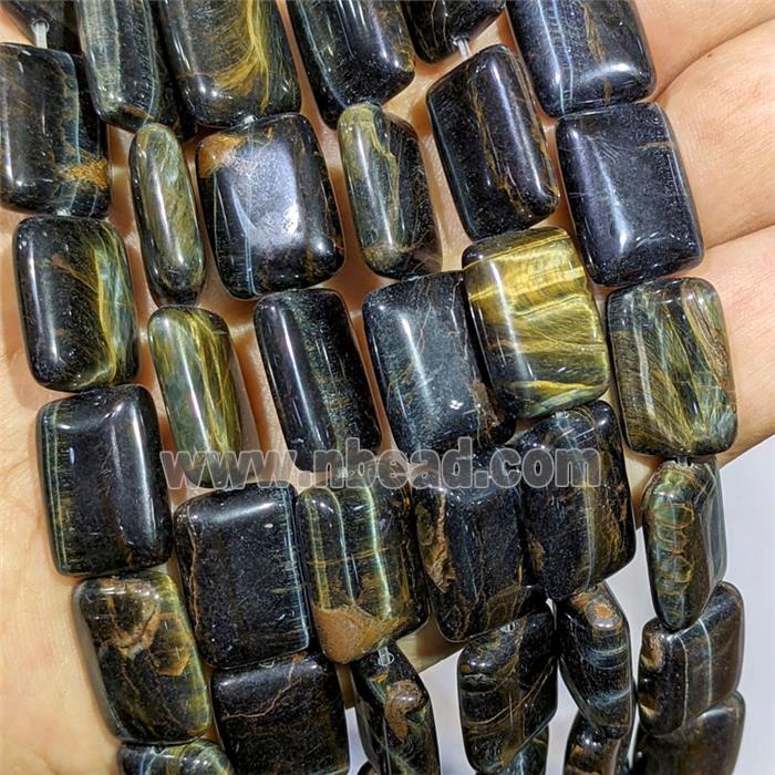 Blueyellow Tiger Eye Stone Rectangle Beads
