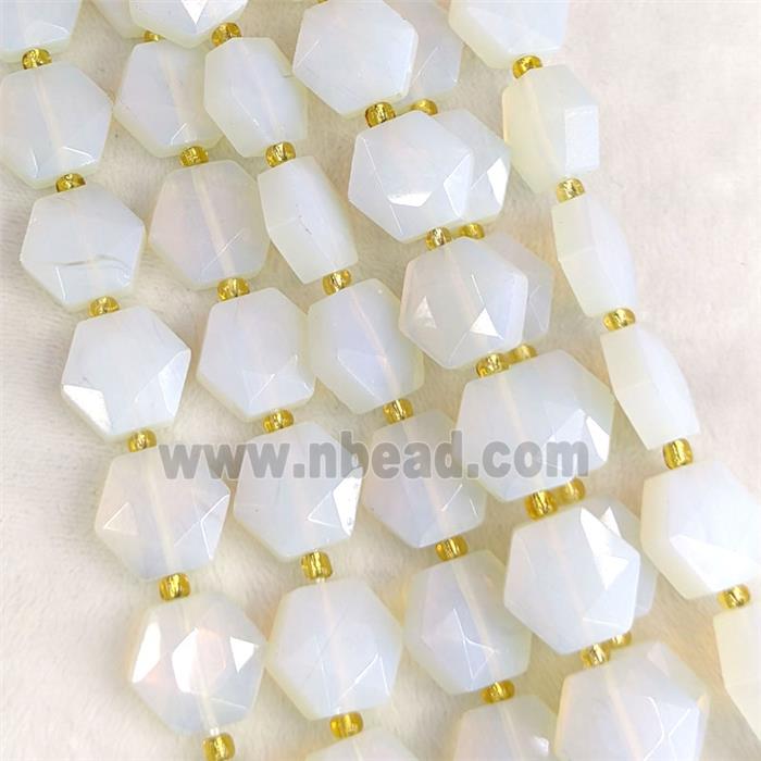 White Opalite Hexagon Beads Faceted