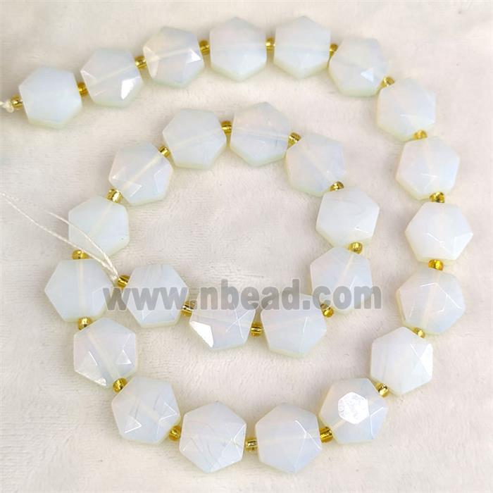 White Opalite Hexagon Beads Faceted