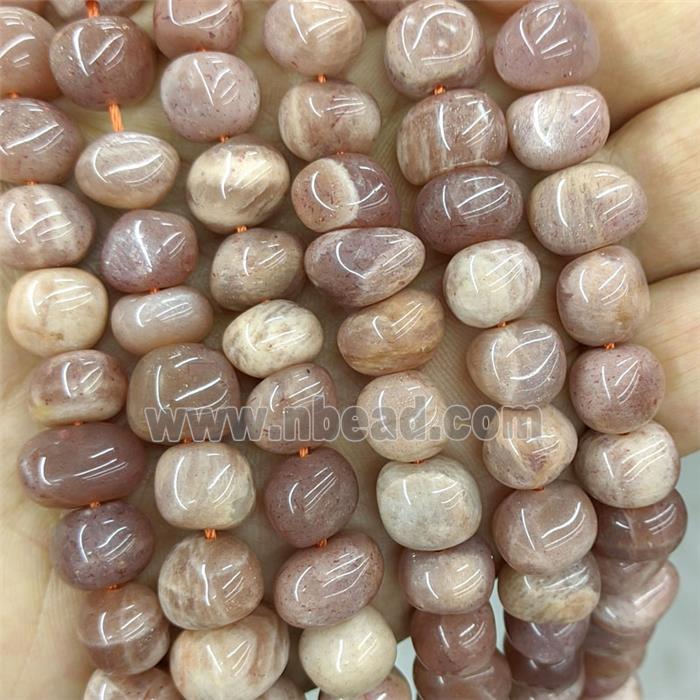 Natural Peach Sunstone Chips Beads Freeform