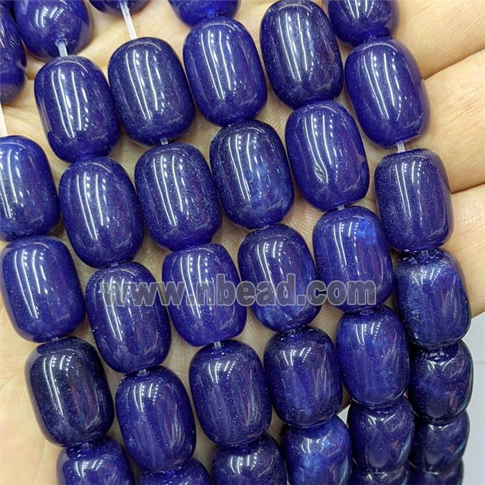 Blue Dye Jade Barrel Beads