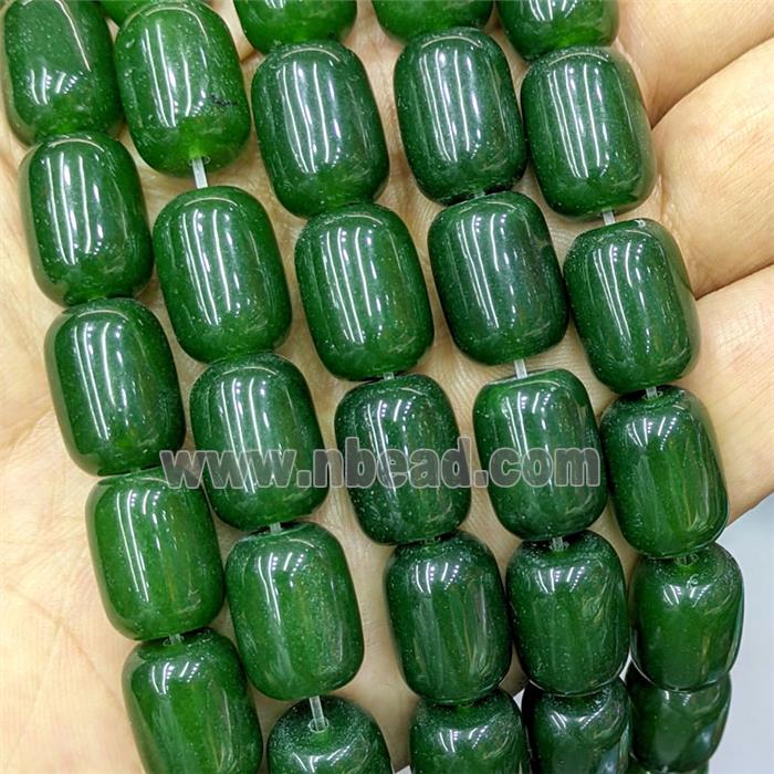 Green Dye Jade Barrel Beads