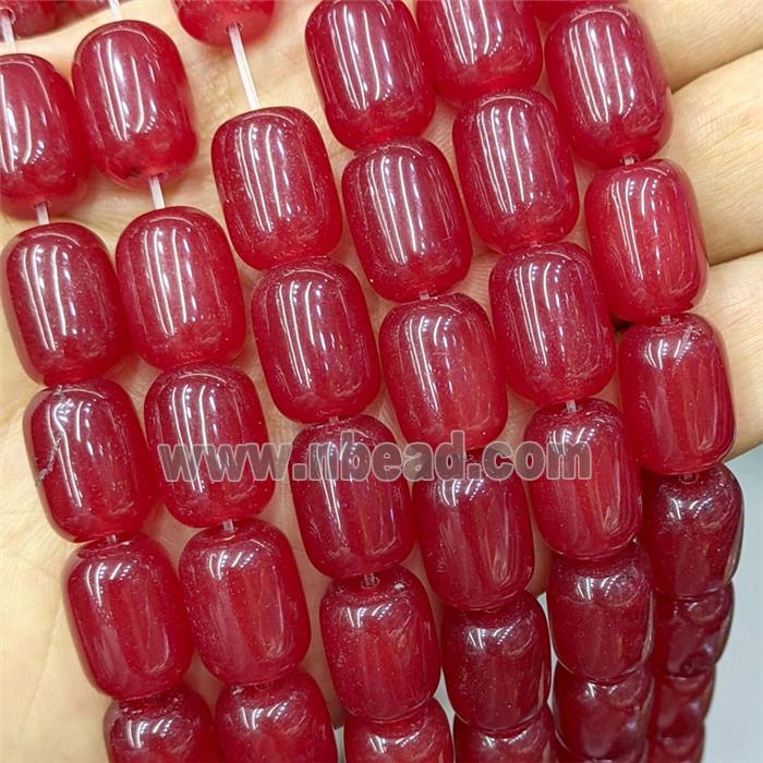 Red Dye Jade Barrel Beads