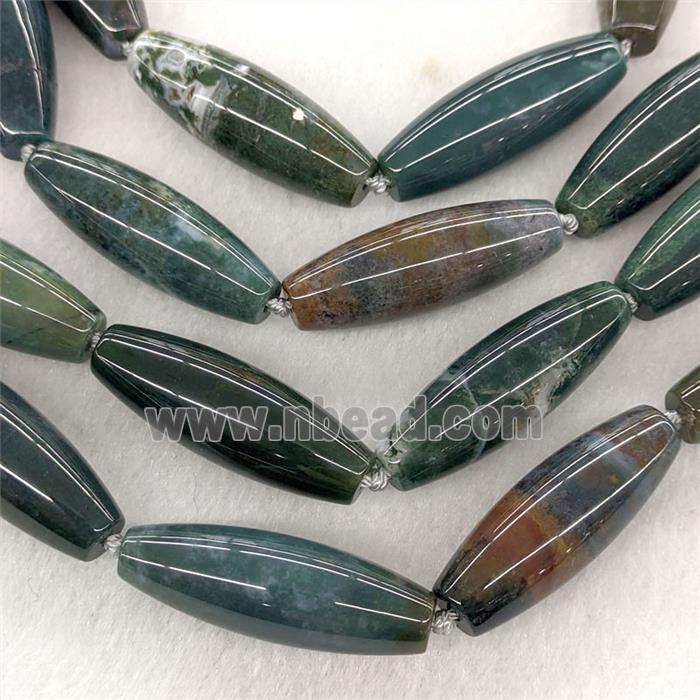 Natural Green Moss Agate Rice Beads