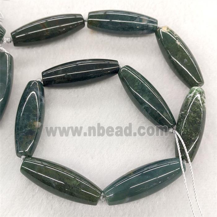 Natural Green Moss Agate Rice Beads