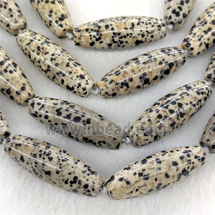 Natural Black Dalmatian Jasper Rice Beads