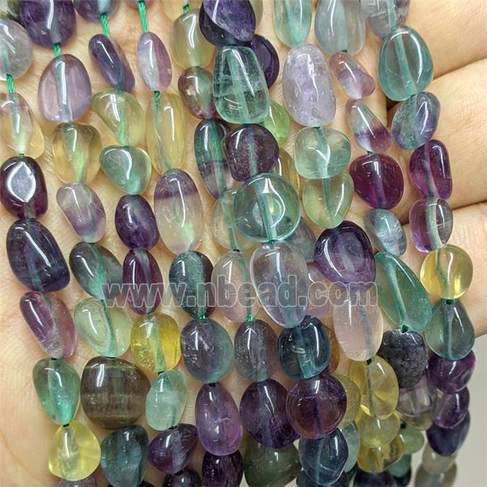 Natural Fluorite Chip Beads Freeform Multicolor