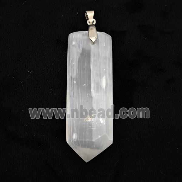 Natural White Selenite Prism Pendant