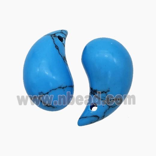 Natural Howlite Turquoise Comma Pendant Blue Dye