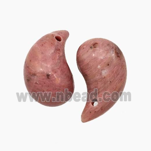 Natural Pink Wood Lace Jasper Comma Pendant