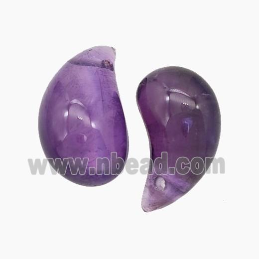 Natural Amethyst Comma Pendant Purple