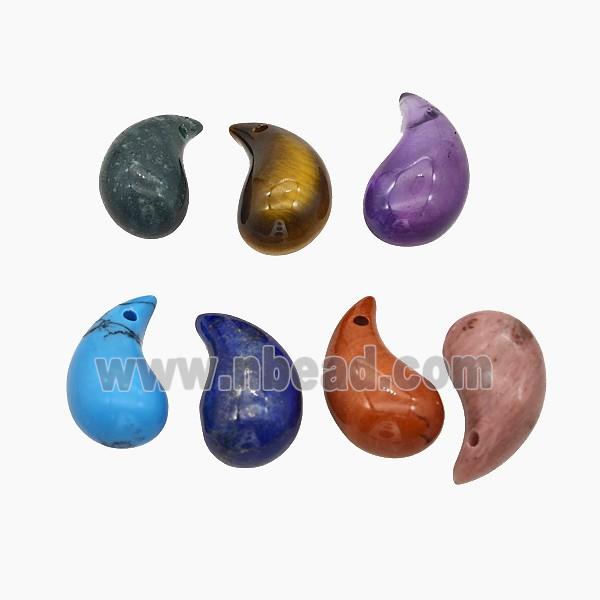 Natural Gemstone Comma Pendant Teardrop