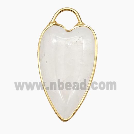 Natural Clear Crystal Quartz Heart Pendant Gold Plated