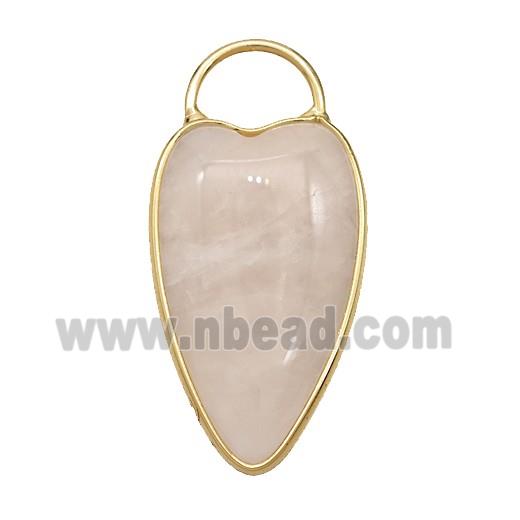 Natural Pink Rose Quartz Heart Pendant Gold Plated