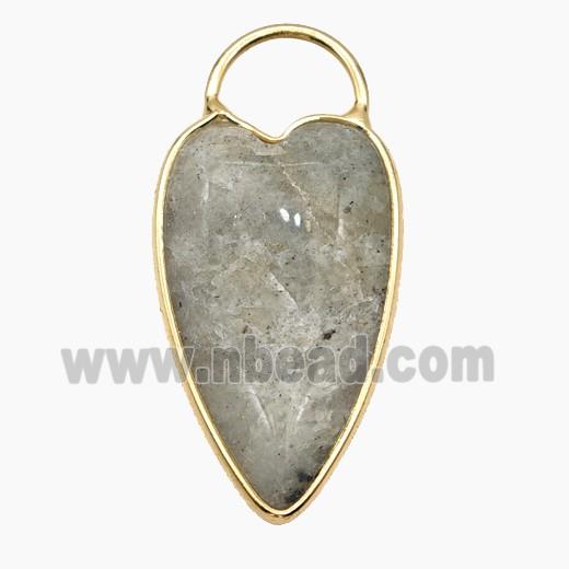 Natural Labradorite Heart Pendant Gold Plated