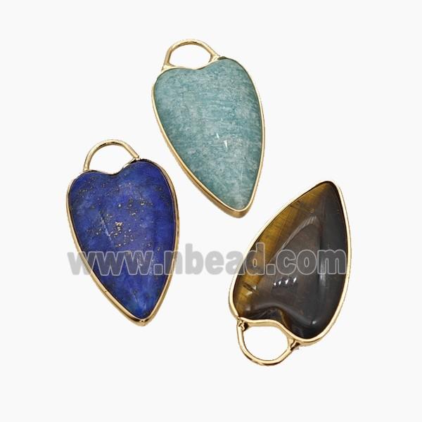 Natural Gemstone Heart Pendant Gold Plated