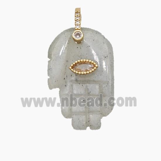 Natural Labradorite Buddha-Hand Pendant