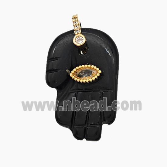 Natural Black Obsidian Buddha-Hand Pendant