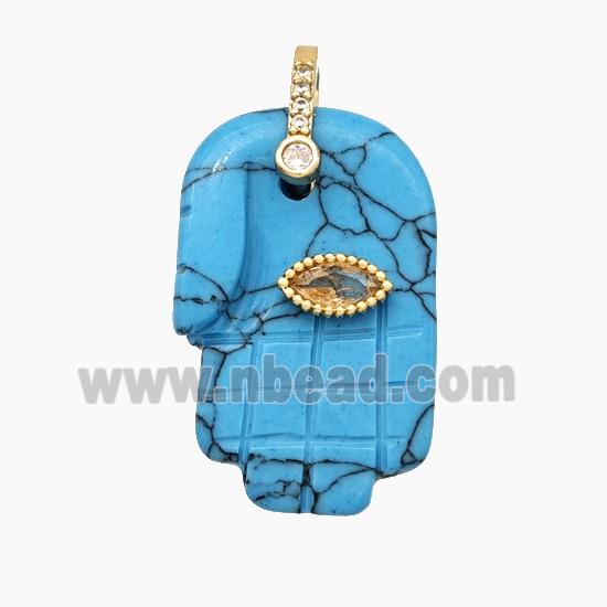 Howlite Turquoise Buddha-Hand Pendant Blue Dye