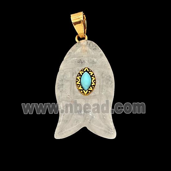 Natural Clear Quartz Fish Pendant