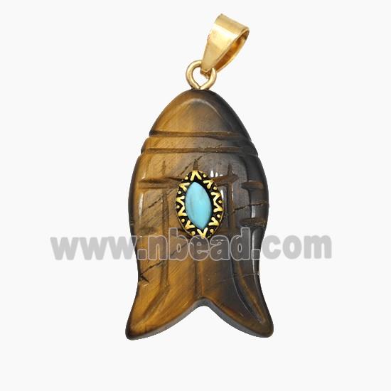 Natural Tiger Eye Stone Fish Pendant