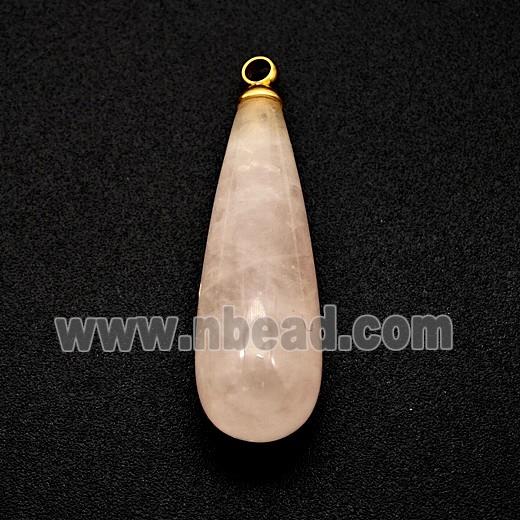 Natural Pink Rose Quartz Teardrop Pendant