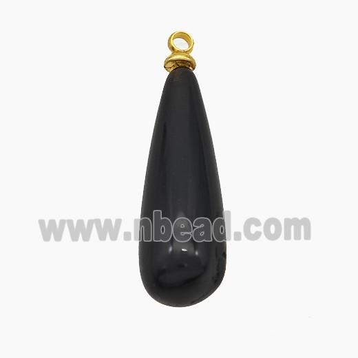 Natural Black Obsidian Teardrop Pendant