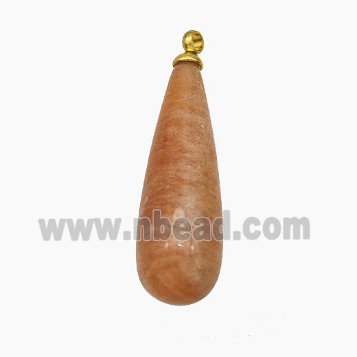 Natural Sunstone Teardrop Pendant Peach