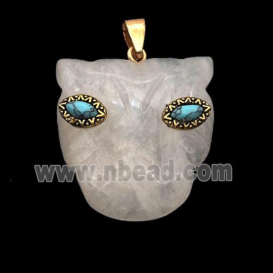 Natural Clear Quartz Leopard-header Pendant