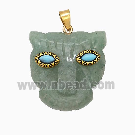 Green Aventurine Leopard-header Pendant