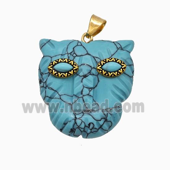 Blue Dye Howlite Turquoise Leopard-header Pendant