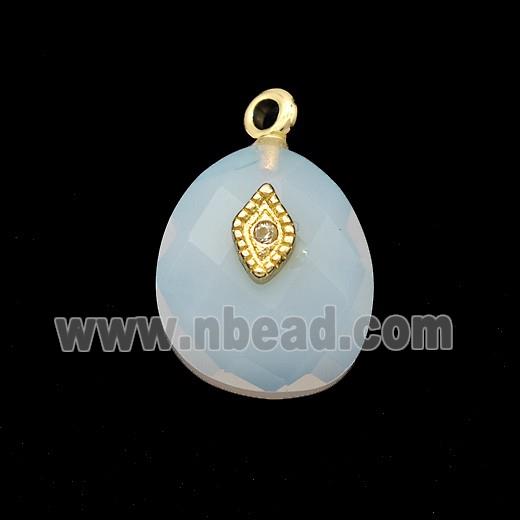 Opalite Teardrop Pendant With Copper Eye Gold Plated