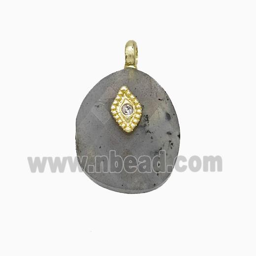 Labradorite Teardrop Pendant With Copper Eye Gold Plated