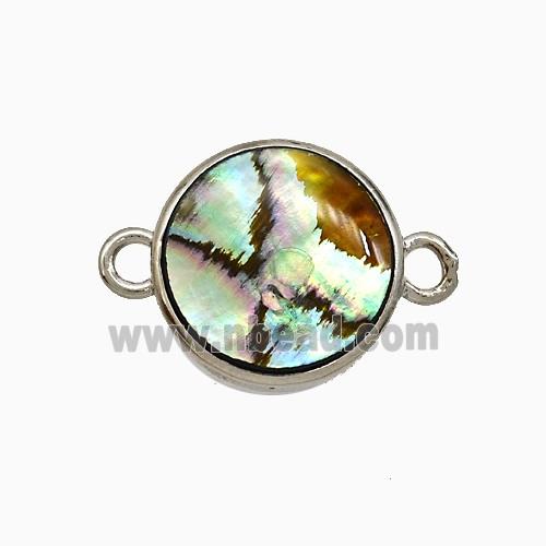 Abalone Shell Circle Connector Platinum Plated