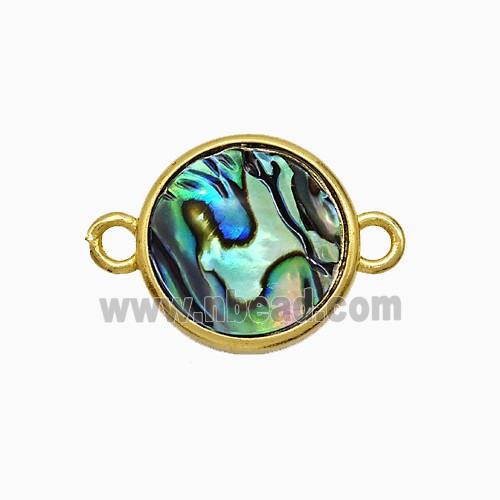 Abalone Shell Circle Connector Gold Plated