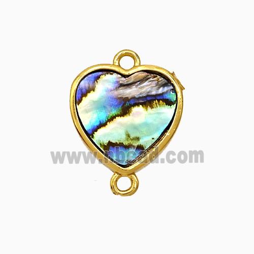 Abalone Shell Heart Connector Gold Plated