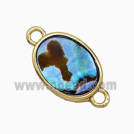 Abalone Shell Oval Connector Gold Plated