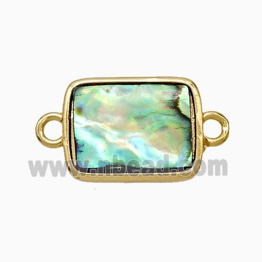 Abalone Shell Rectangle Connector Gold Plated