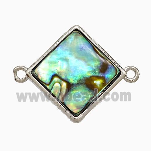 Abalone Shell Square Connector Platinum Plated