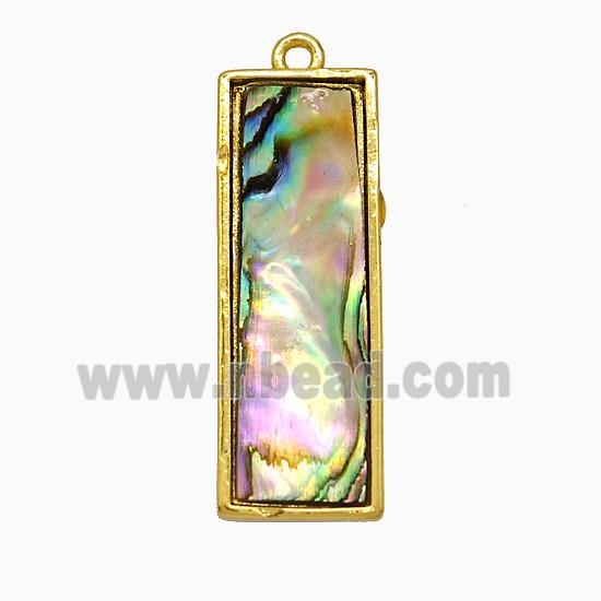 Abalone Shell Rectangle Pendant Gold Plated