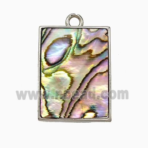 Abalone Shell Rectangle Pendant Platinum Plated