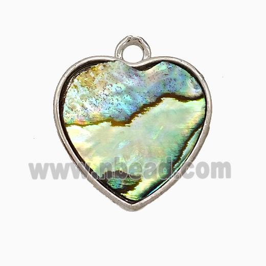 Abalone Shell Heart Pendant Platinum Plated