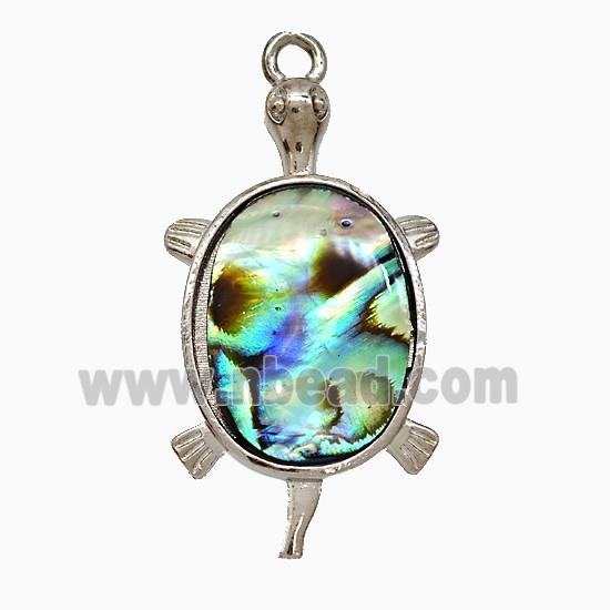 Abalone Shell Tortoise Pendant Platinum Plated