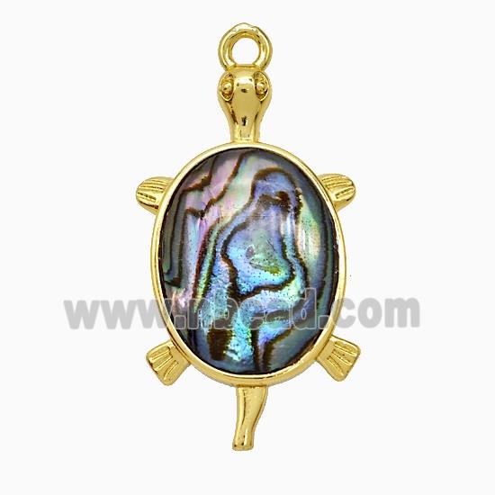 Abalone Shell Tortoise Pendant Gold Plated