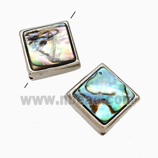 Abalone Shell Square Beads Platinum Plated