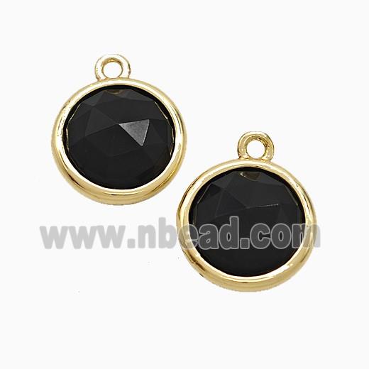 Black Obsidian Circle Pendant Gold Plated