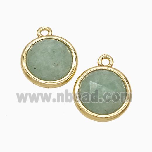 Green Aventurine Circle Pendant Gold Plated