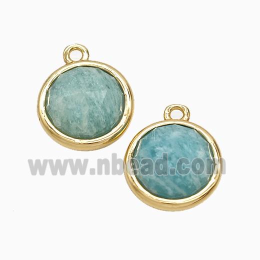 Green Amazonite Circle Pendant Gold Plated