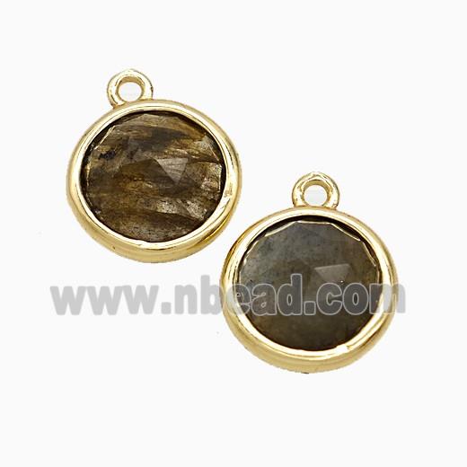 Labradorite Circle Pendant Gold Plated